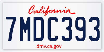CA license plate 7MDC393