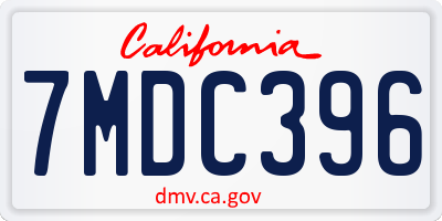 CA license plate 7MDC396