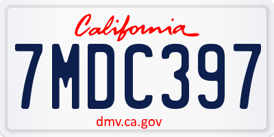 CA license plate 7MDC397