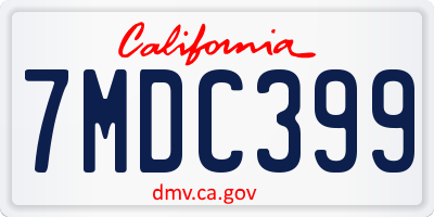 CA license plate 7MDC399