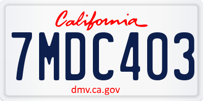 CA license plate 7MDC403
