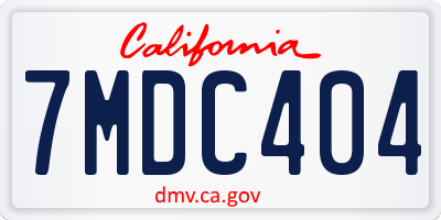 CA license plate 7MDC404
