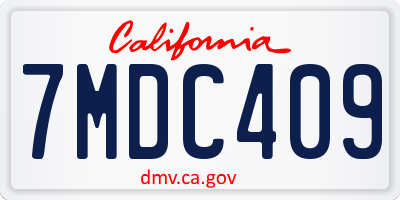 CA license plate 7MDC409
