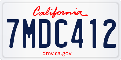 CA license plate 7MDC412