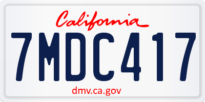 CA license plate 7MDC417
