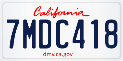 CA license plate 7MDC418