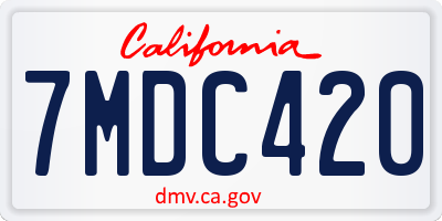 CA license plate 7MDC420