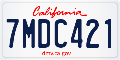 CA license plate 7MDC421