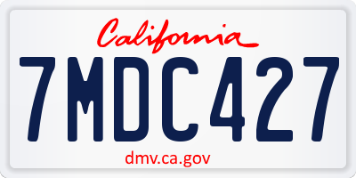 CA license plate 7MDC427