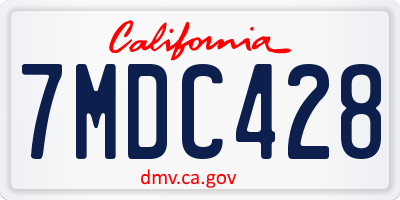 CA license plate 7MDC428