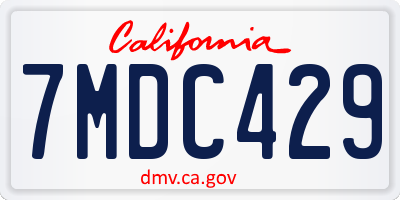 CA license plate 7MDC429