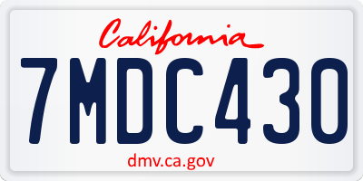 CA license plate 7MDC430