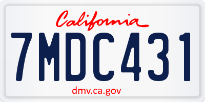 CA license plate 7MDC431