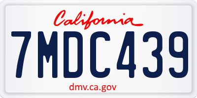 CA license plate 7MDC439