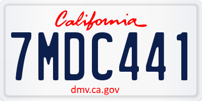 CA license plate 7MDC441