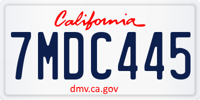 CA license plate 7MDC445