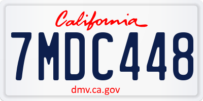 CA license plate 7MDC448