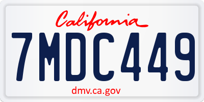 CA license plate 7MDC449