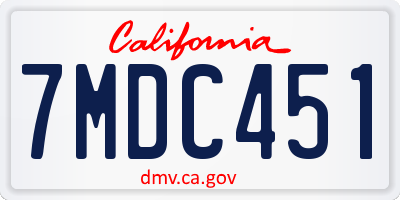 CA license plate 7MDC451