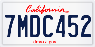 CA license plate 7MDC452