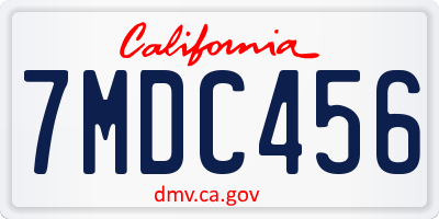 CA license plate 7MDC456