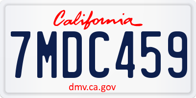 CA license plate 7MDC459