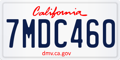 CA license plate 7MDC460