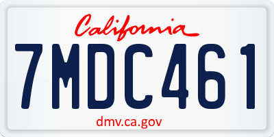 CA license plate 7MDC461