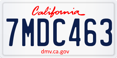CA license plate 7MDC463
