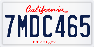 CA license plate 7MDC465