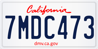 CA license plate 7MDC473