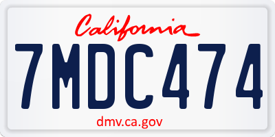 CA license plate 7MDC474