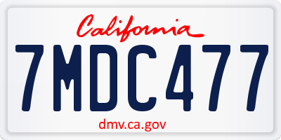 CA license plate 7MDC477