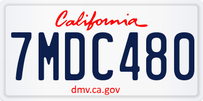 CA license plate 7MDC480