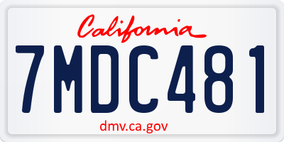 CA license plate 7MDC481