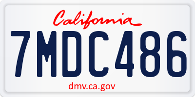 CA license plate 7MDC486