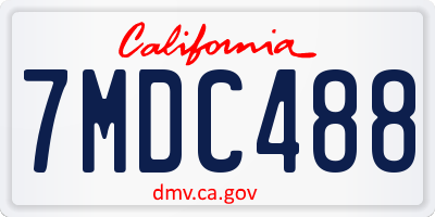 CA license plate 7MDC488