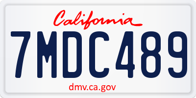 CA license plate 7MDC489