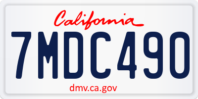 CA license plate 7MDC490