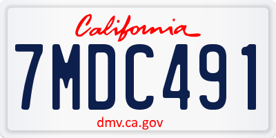 CA license plate 7MDC491