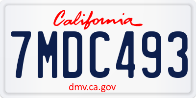 CA license plate 7MDC493