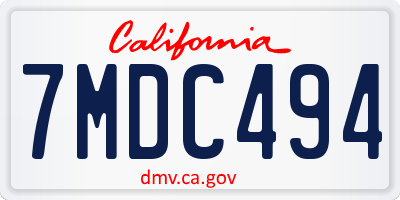 CA license plate 7MDC494