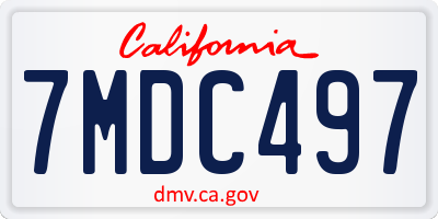 CA license plate 7MDC497