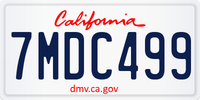 CA license plate 7MDC499