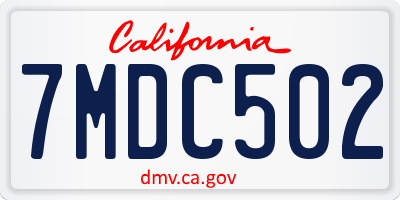 CA license plate 7MDC502