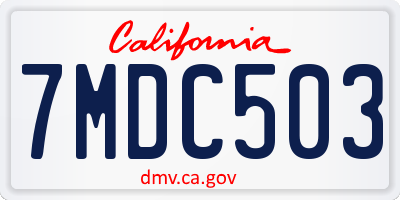 CA license plate 7MDC503