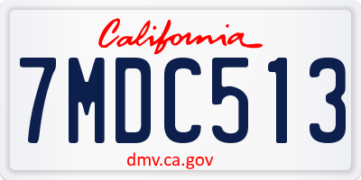 CA license plate 7MDC513