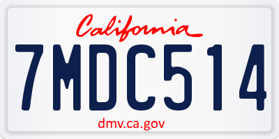 CA license plate 7MDC514