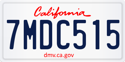 CA license plate 7MDC515
