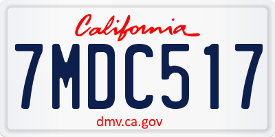 CA license plate 7MDC517